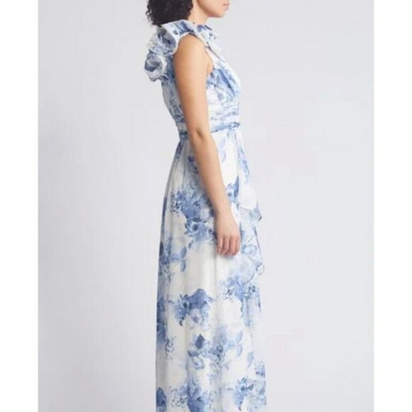 Eliza J Blue and White Floral Maxi Dress - Picture 3 of 9